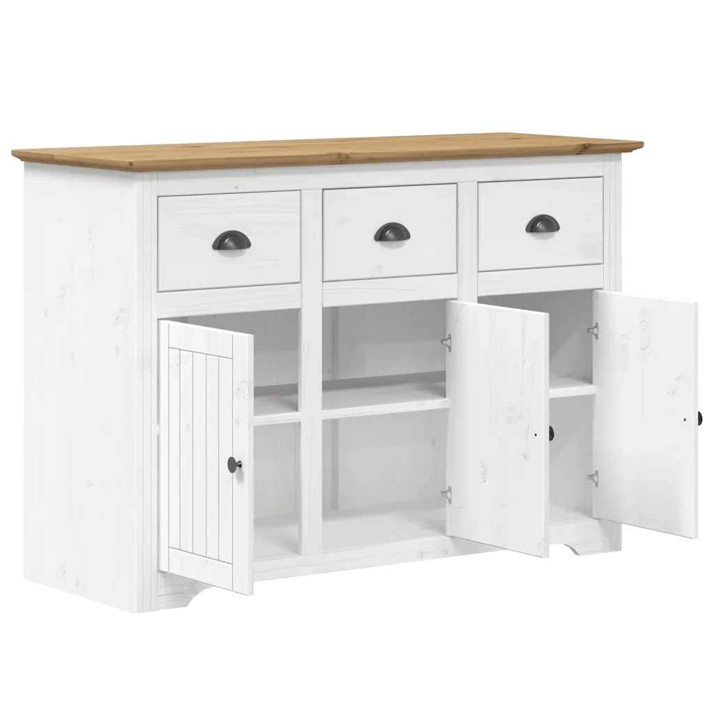 Credenza BODO 115,5x44x80 cm Legno Massello Pino Bianco Marrone 355066