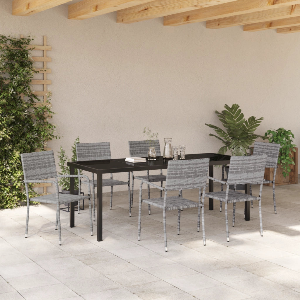 Set di Mobili da Giardino 7 Pezzi Grigio Polyrattan