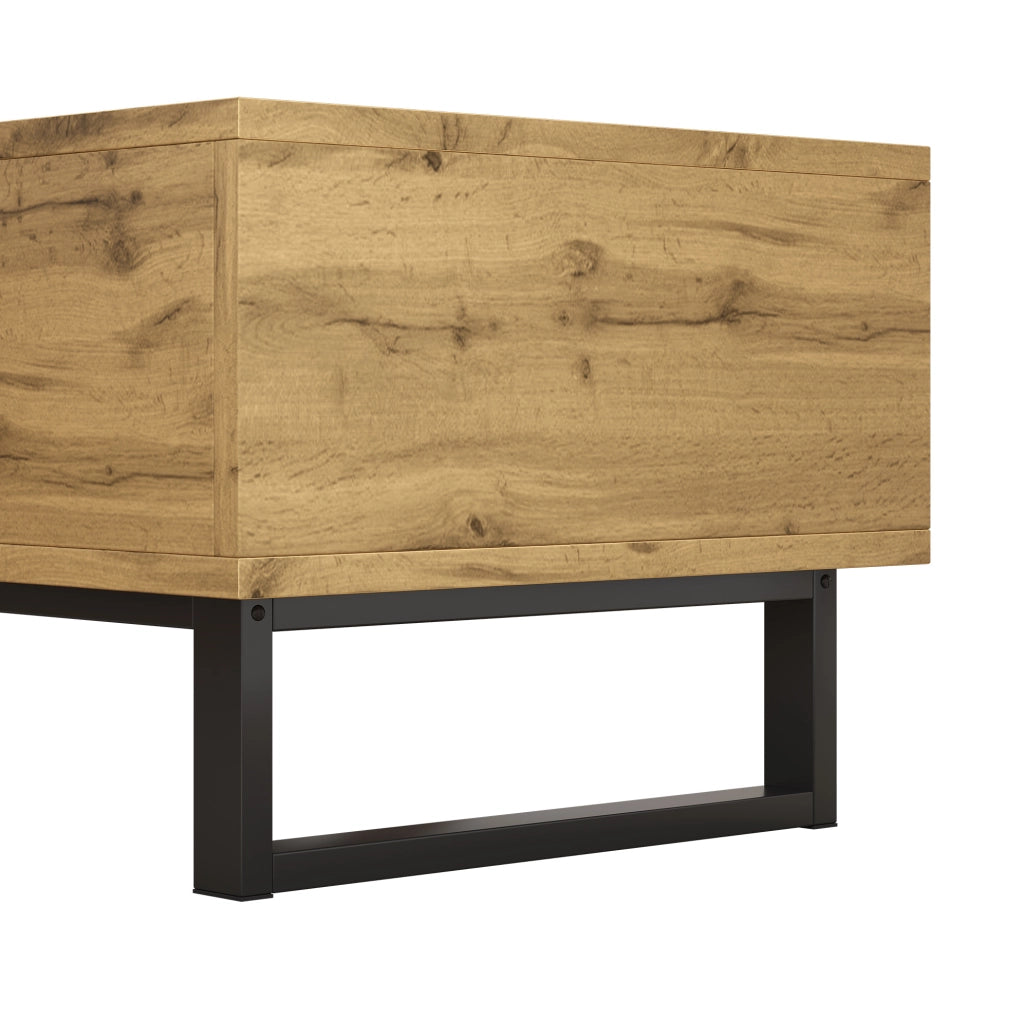 Tavolino da caffè 100×50×40 cm in legno naturale e nero con 3 vani e cassetto