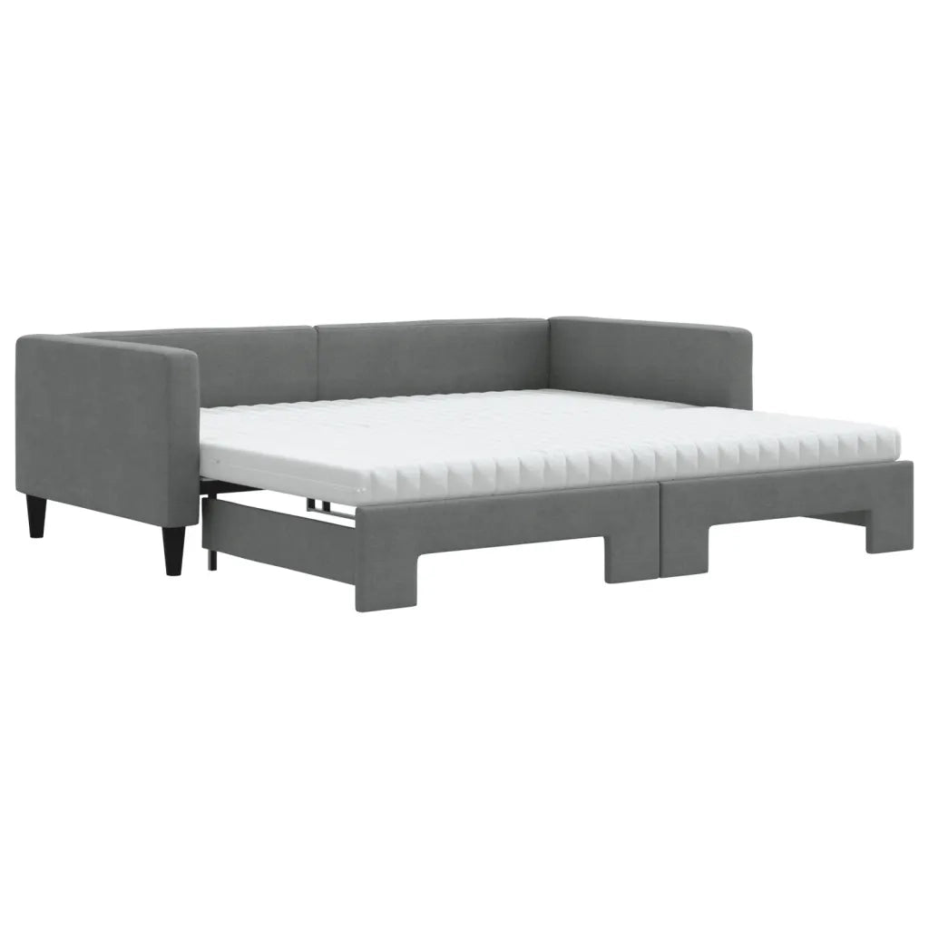 Divano Letto Estraibile Materassi Grigio Scuro 100x200 Tessuto 3196602