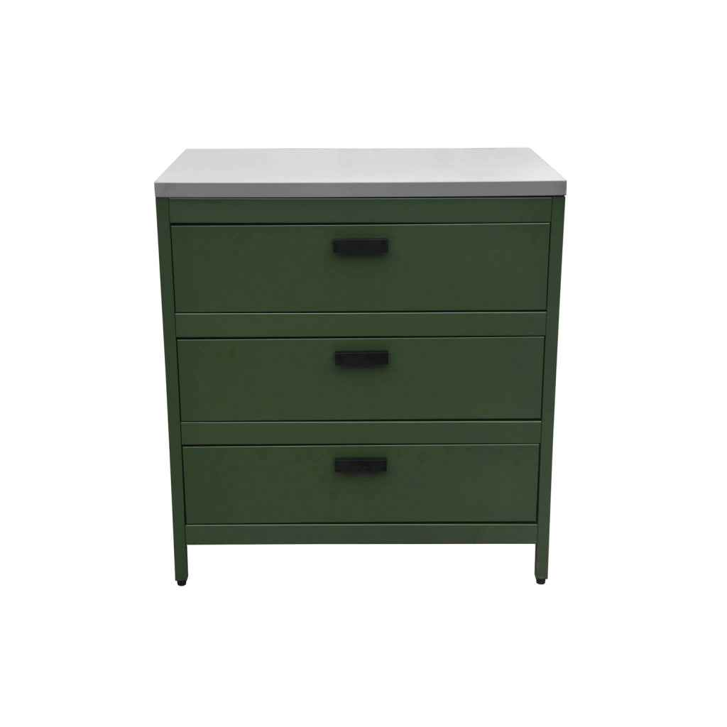 Mobile da esterno in acciaio con 3 cassetti, 80cm, verde