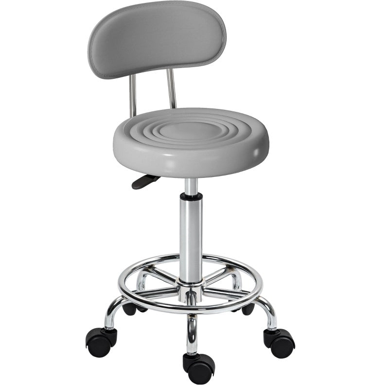 Sgabello girevole regolabile con schienale, grigio