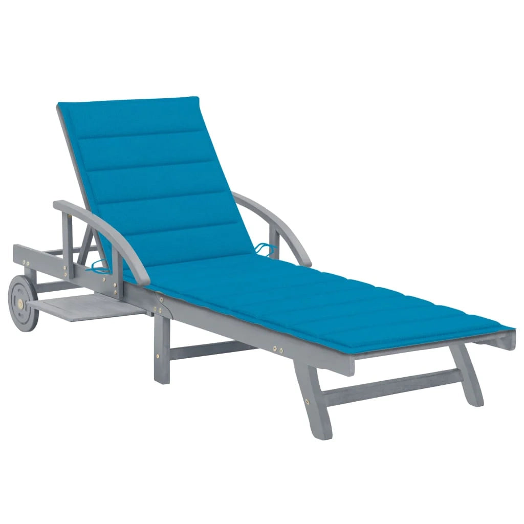 Lettino prendisole sedia a sdraio lettino prendisole letto da giardino mobili da esterno per patio con cuscino legno massello di acacia 02_0012377