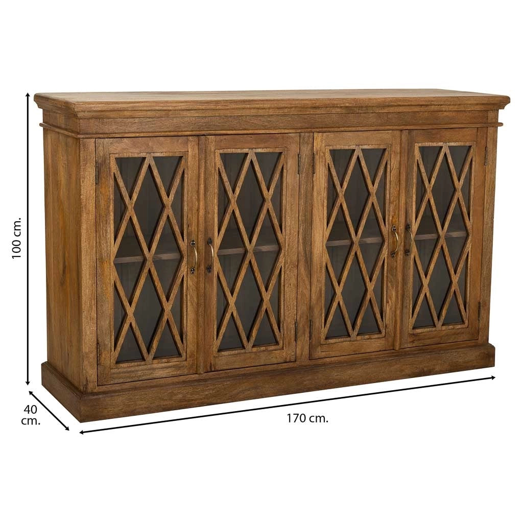 Credenza in legno e vetro marrone 170x40x100