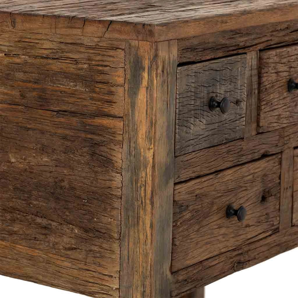Mobile da ingresso in legno con 5 cassetti marrone, 60x35x90h cm
