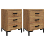 Set di 2 Comodini | Armadio da Notte | Mobiletto da notte 40x30x55 cm in Legno Massello di Pino