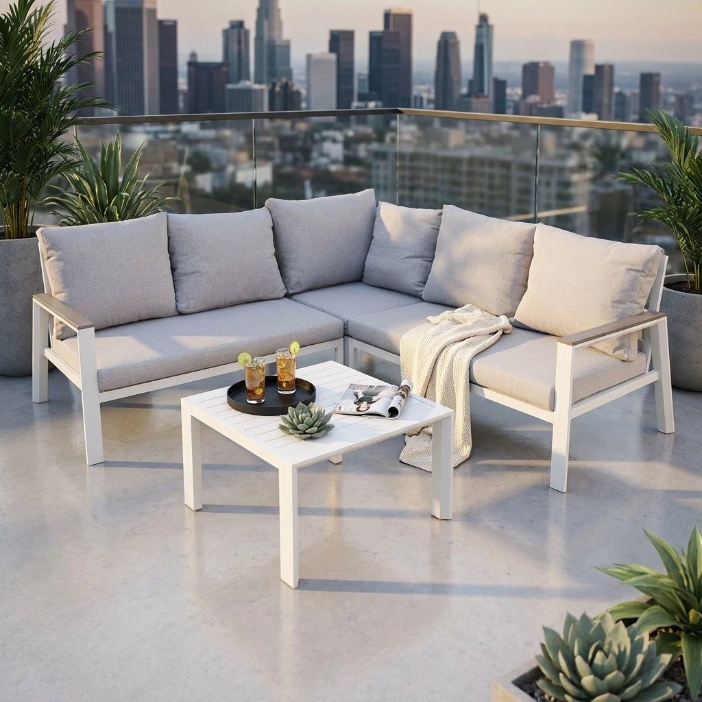 Salotto angolare da Giardino in Alluminio Poliestere cm 135x86x82 - SURA