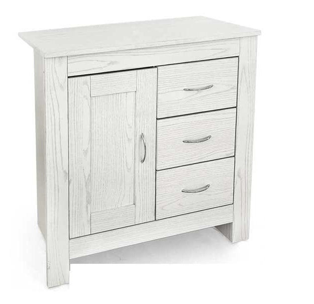 MOBILE DA ARREDO CON 3 CASSETTI E ANTA IN LEGNO 80 X 35 X H80 CM COLORE BIANCO