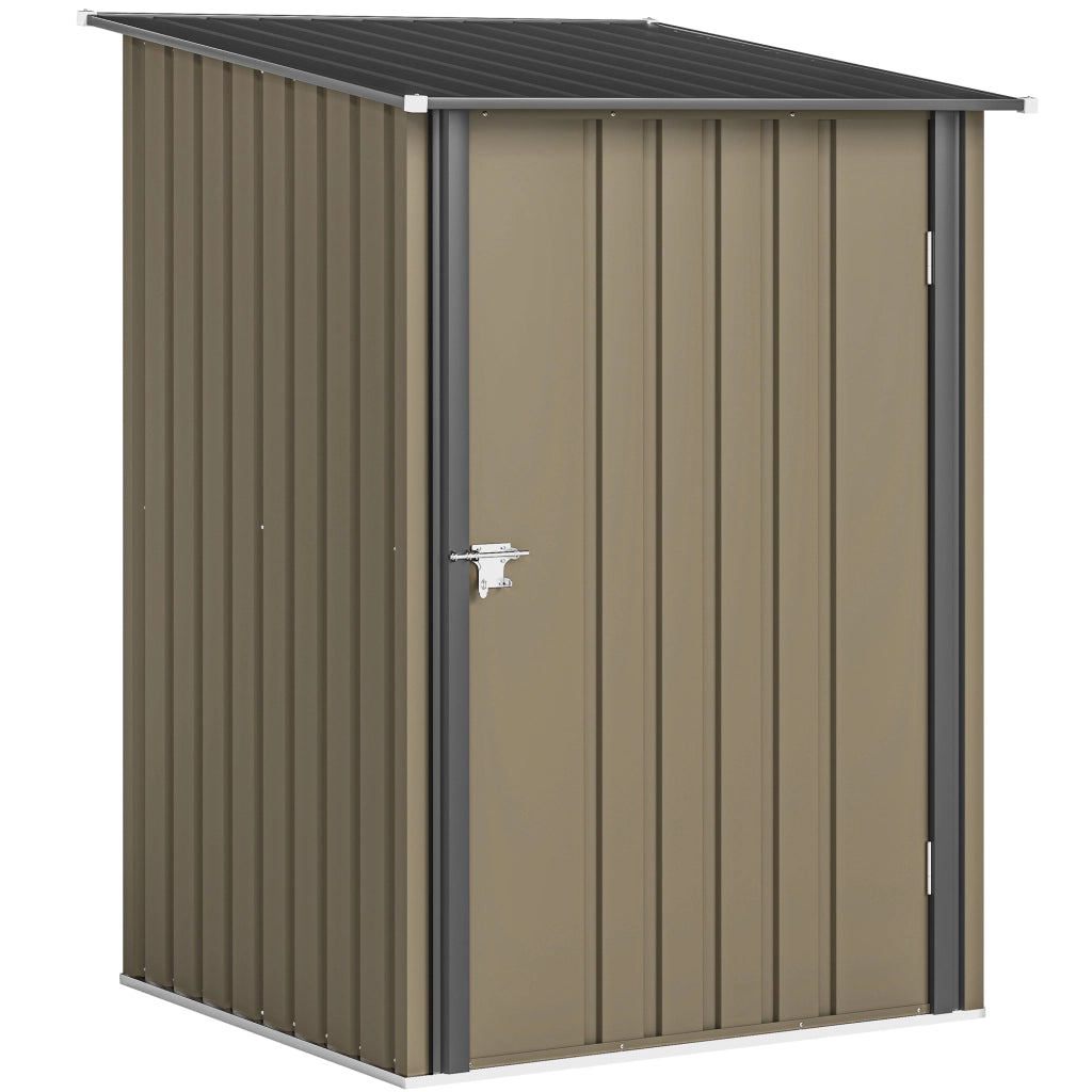 Casetta da Giardino Porta Attrezzi in Acciaio Galvanizzato con Porta, 100x104x160 cm, Marrone e Grigio Scuro