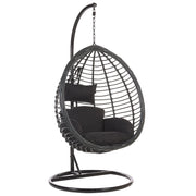 Sedia sospesa poltrona pensile in rattan Nero con struttura in metallo per interni ed esterni a forma di uovo moderna Boho