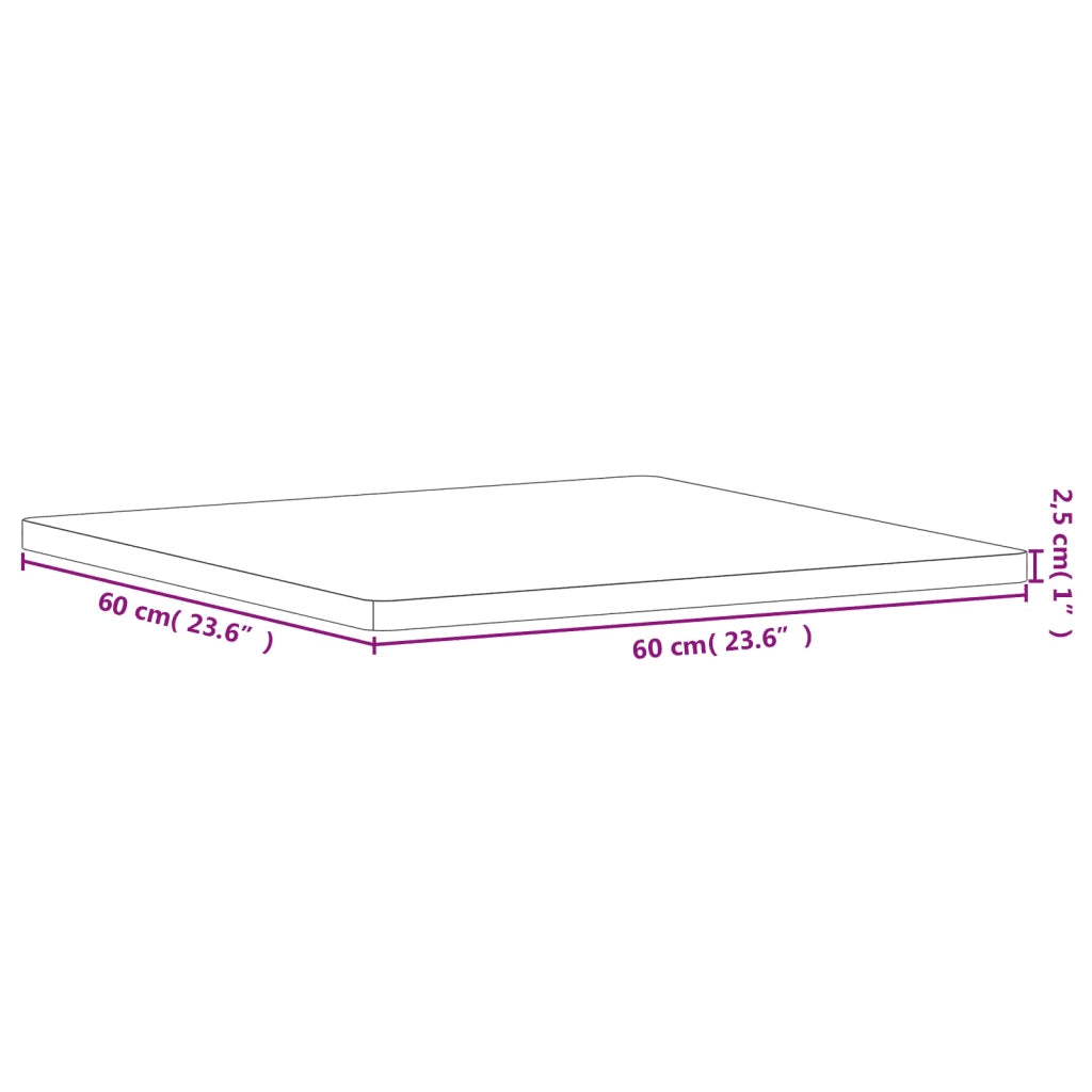 Piano per Tavolo | Superficie Tavolo | Piano Scrivania 60x60x2,5 cm Quadrato Legno Massello di Faggio