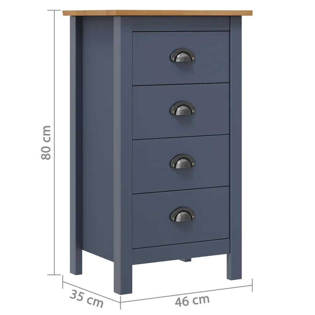 Credenza Hill Grigia 46x35x80 cm in Legno Massello di Pino cod mxl 12723