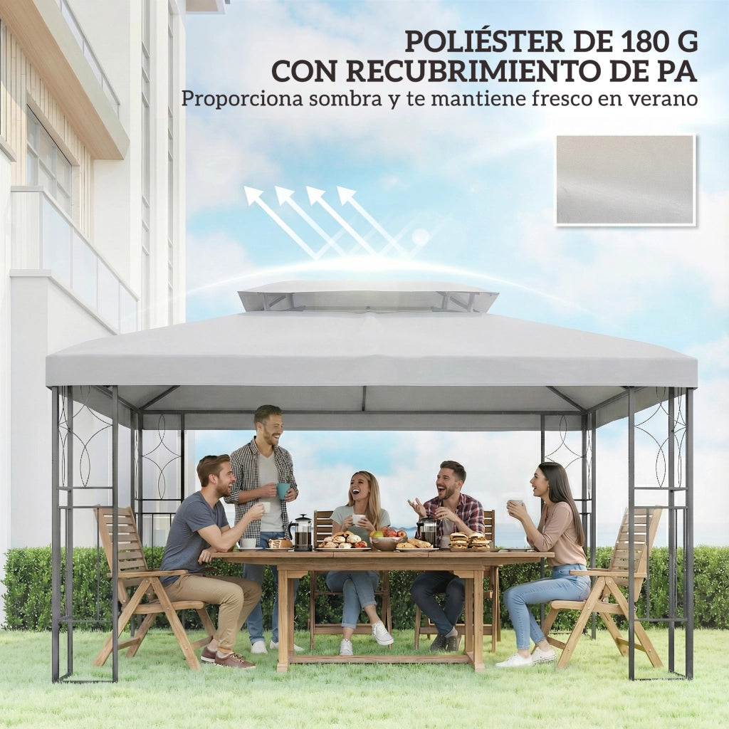 Toldo da giardino 4x3 m ¨C zephmum ¨C grigio chiaro