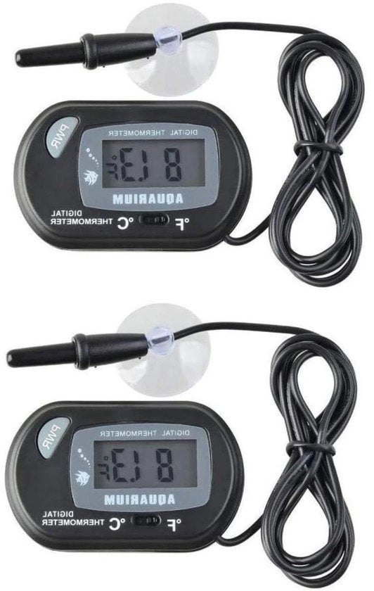 Termometro digitale per acquario con sonda e batterie - display LCD per terrario, acquario e vivario (2 pezzi)