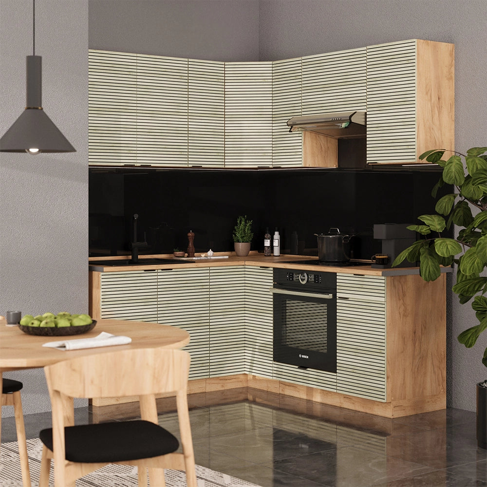 Cucina angolare completa Fame-Line Pannello in quercia/Rovere dorato 190 x 60 cm, PL Antracite Vicco