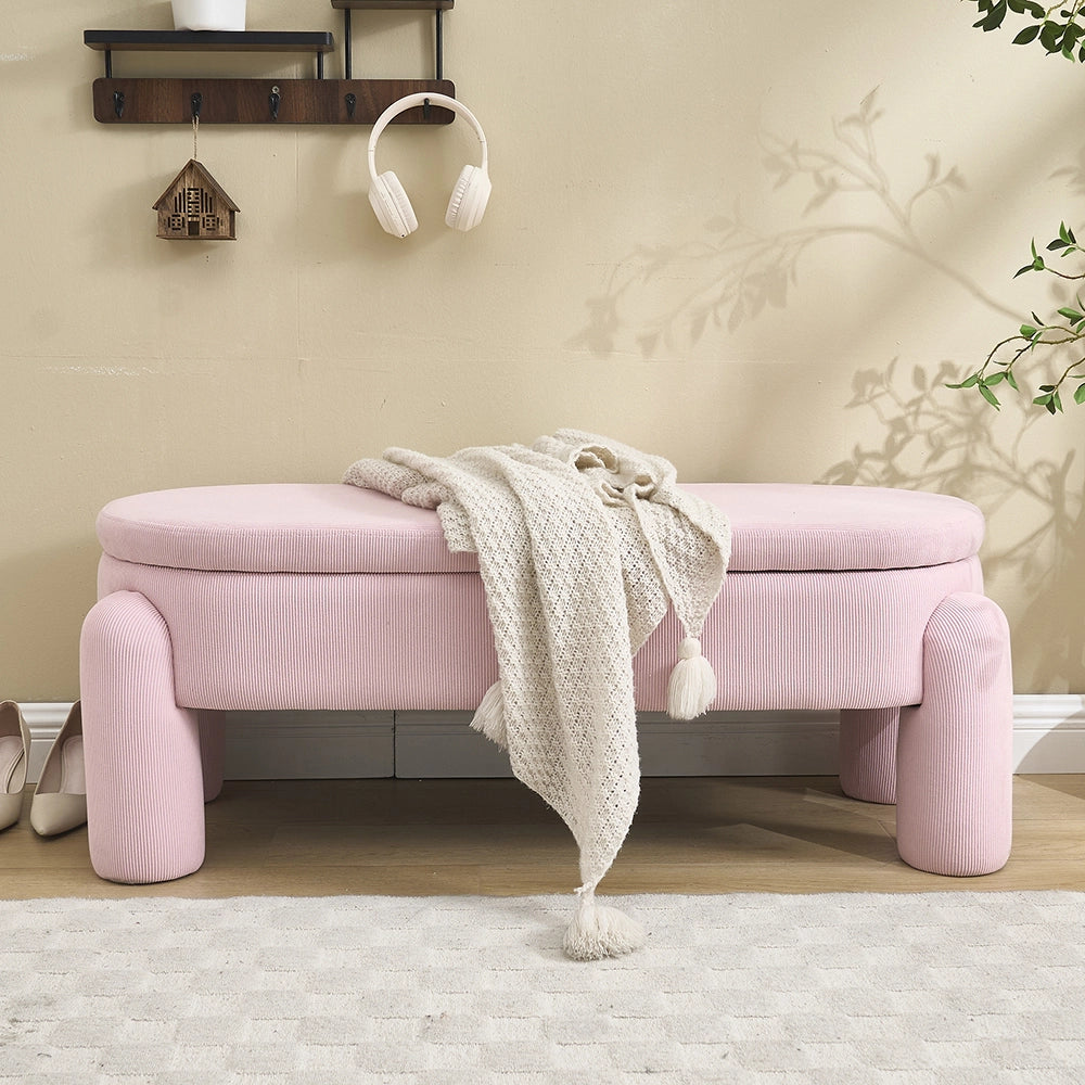 Panca-Xylo-Chenilla rosa legno massello con spazio