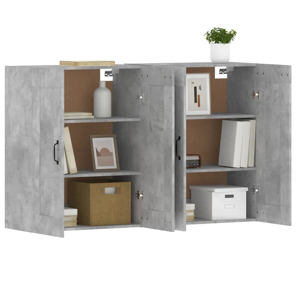 Armadietti a Parete 2 pz Grigio Cemento in Legno Multistrato 3197988