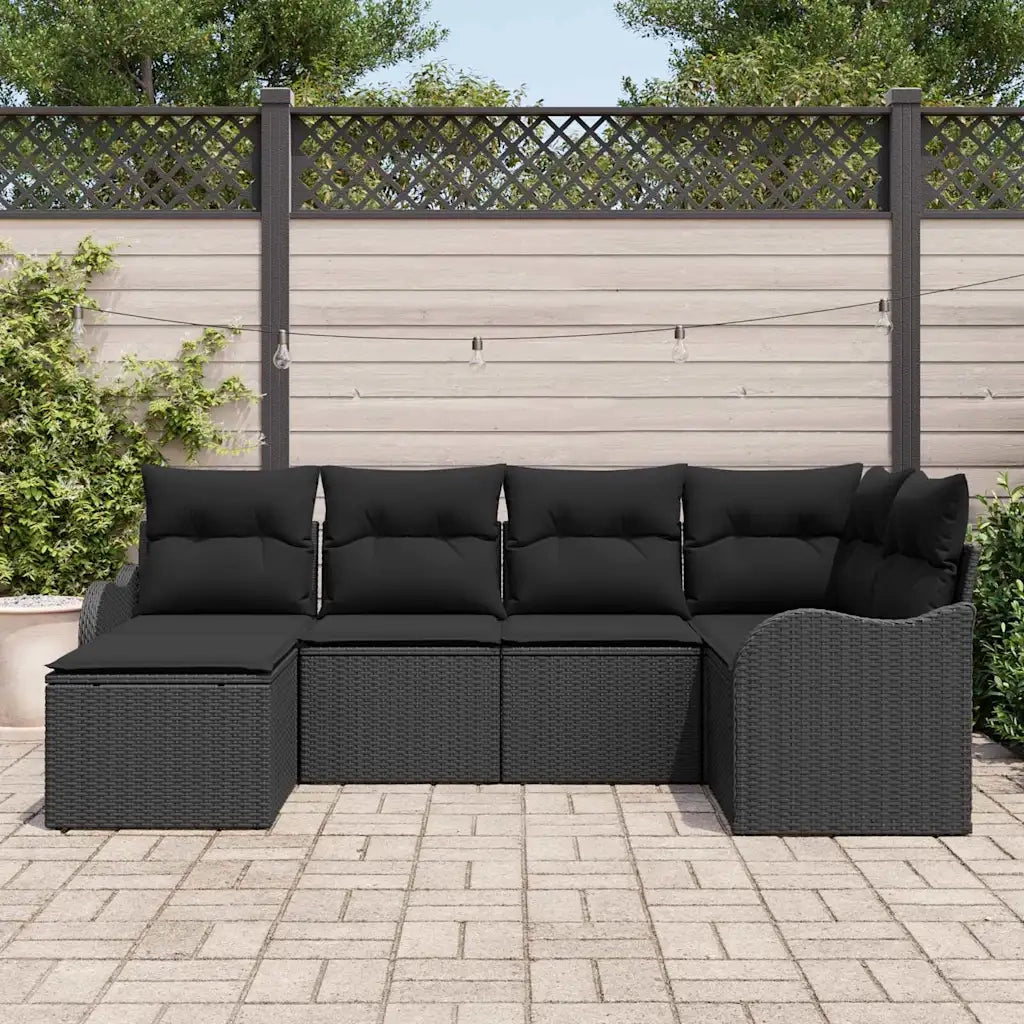 Set Divano da Giardino con cuscino 6 pcs Nero Poly Rattan 3354442