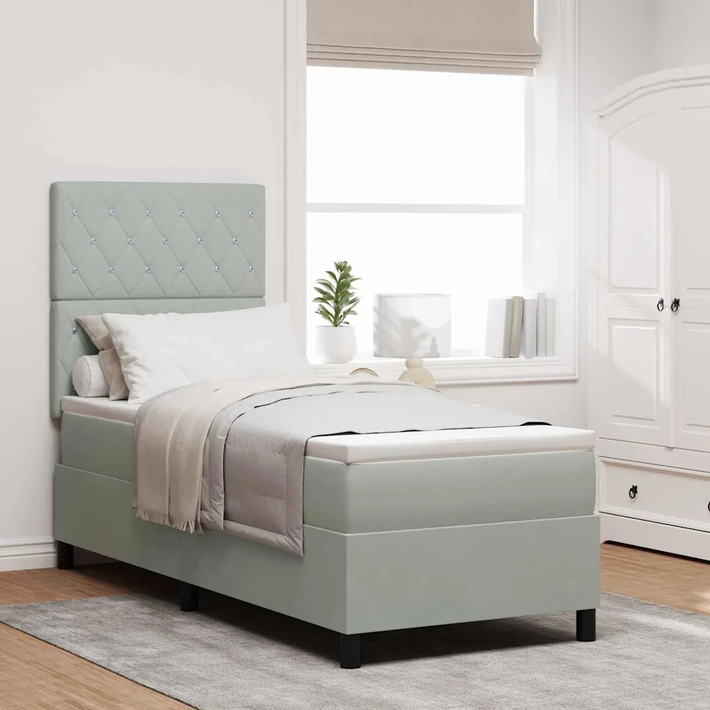Letto a molle con materasso-Struttura Letto con Materasso Grigio chiaro 80 x 200 cm Tessuto 178360