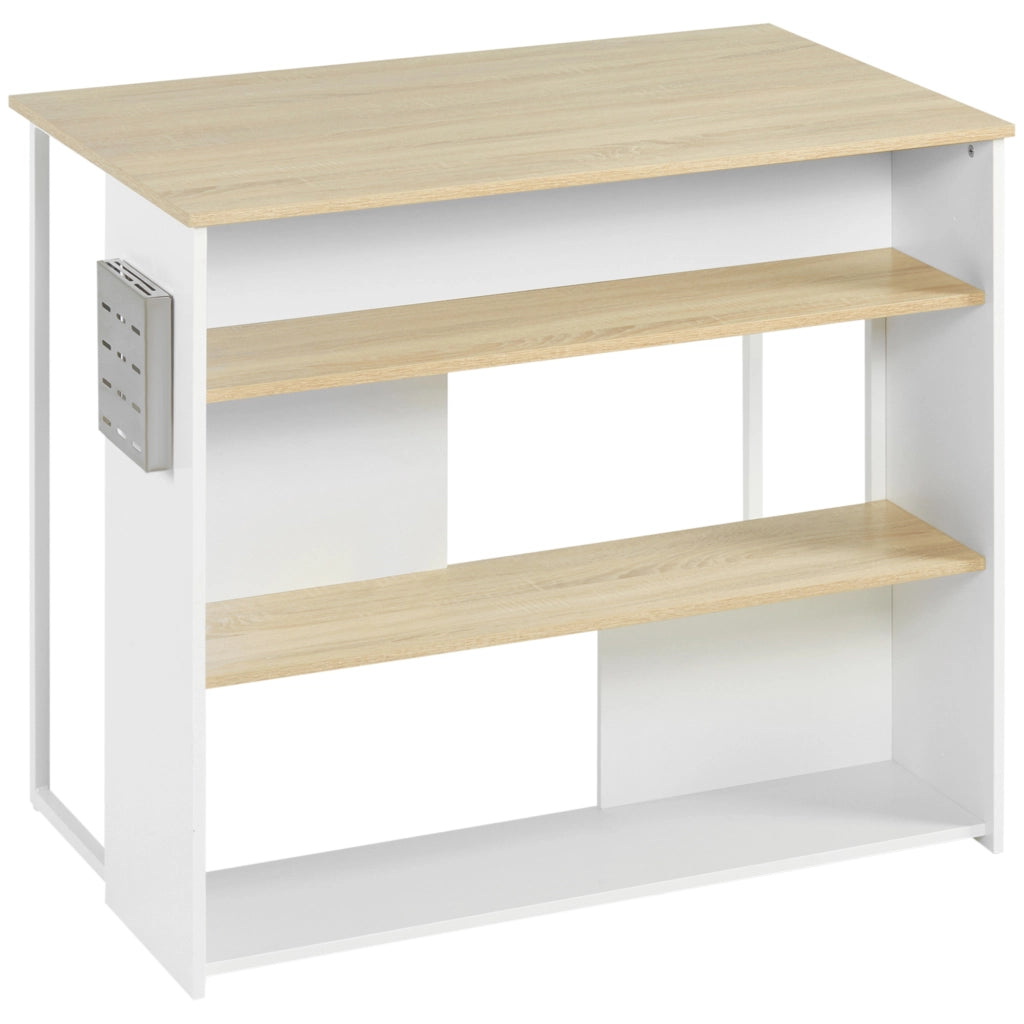 Mobile da cucina 3 ripiani ¨C zephmum ¨C bianco e naturale 105x65x90 cm