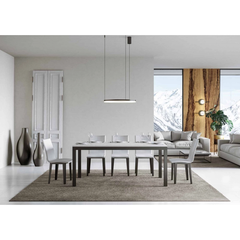 Tavolo allungabile 90x160/264 cm Everyday Evolution telaio Antracite - Bianco Frassino