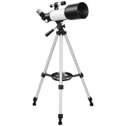TELESCOPIO ASTRONOMICO 70MM CON 2 LENTI OCULARI E ADATTATORE SMARTPHONE, 80X80X135 CM, BIANCO E NERO