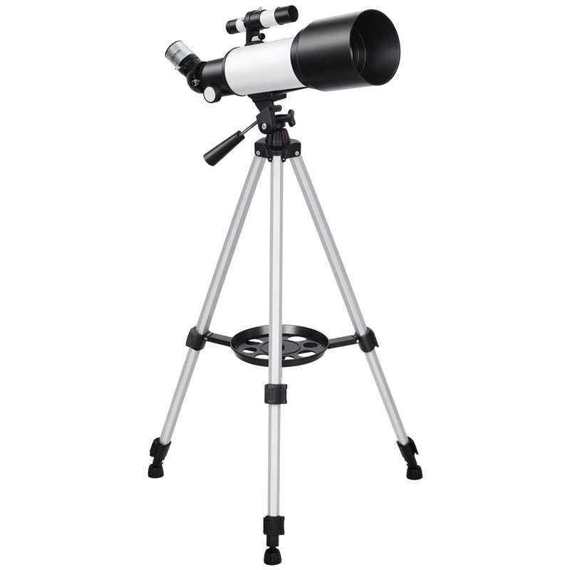 TELESCOPIO ASTRONOMICO 70MM CON 2 LENTI OCULARI E ADATTATORE SMARTPHONE, 80X80X135 CM, BIANCO E NERO