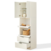 Credenza da cucina con 1 anta; 2 ripiani aperti e 2 cassetti in MDF - 59.5×45×200 cm - bianco