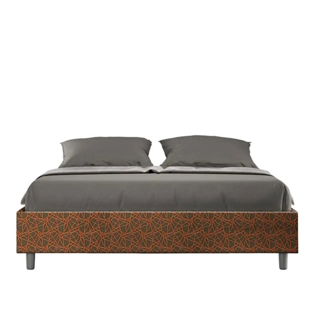 Letto matrimoniale con rete imbottito 160x210 tessuto Era 4 arancio Azelia