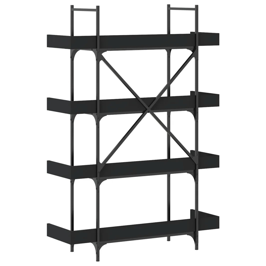 Libreria a 4 Ripiani Nera 100x33x145,5 cm in Legno Multistrato 837692