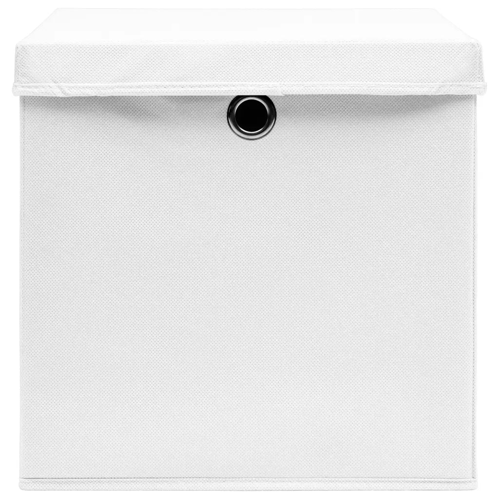 Contenitori con Coperchi 4 pz 28x28x28 cm Bianco 325208