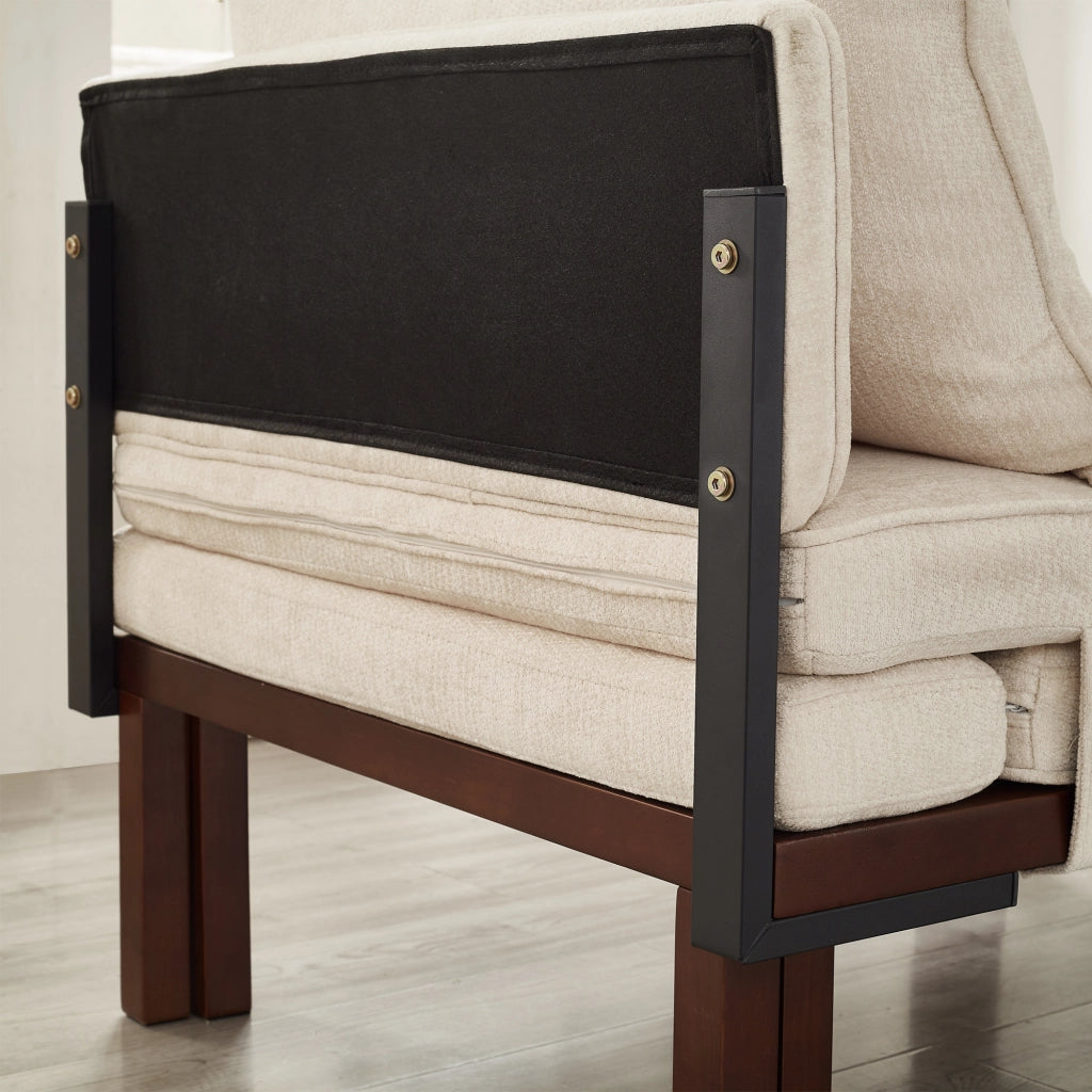 POLTRONA LETTO Estraibile Singolo Beige in Velluto con porte USB/Type-C