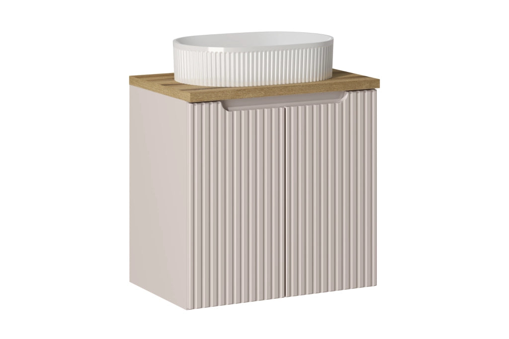 Set mobili bagno 60 cm con piano e lavabo da appoggio Beyond Nova Cashmere 60 x 1401 x 40 cm