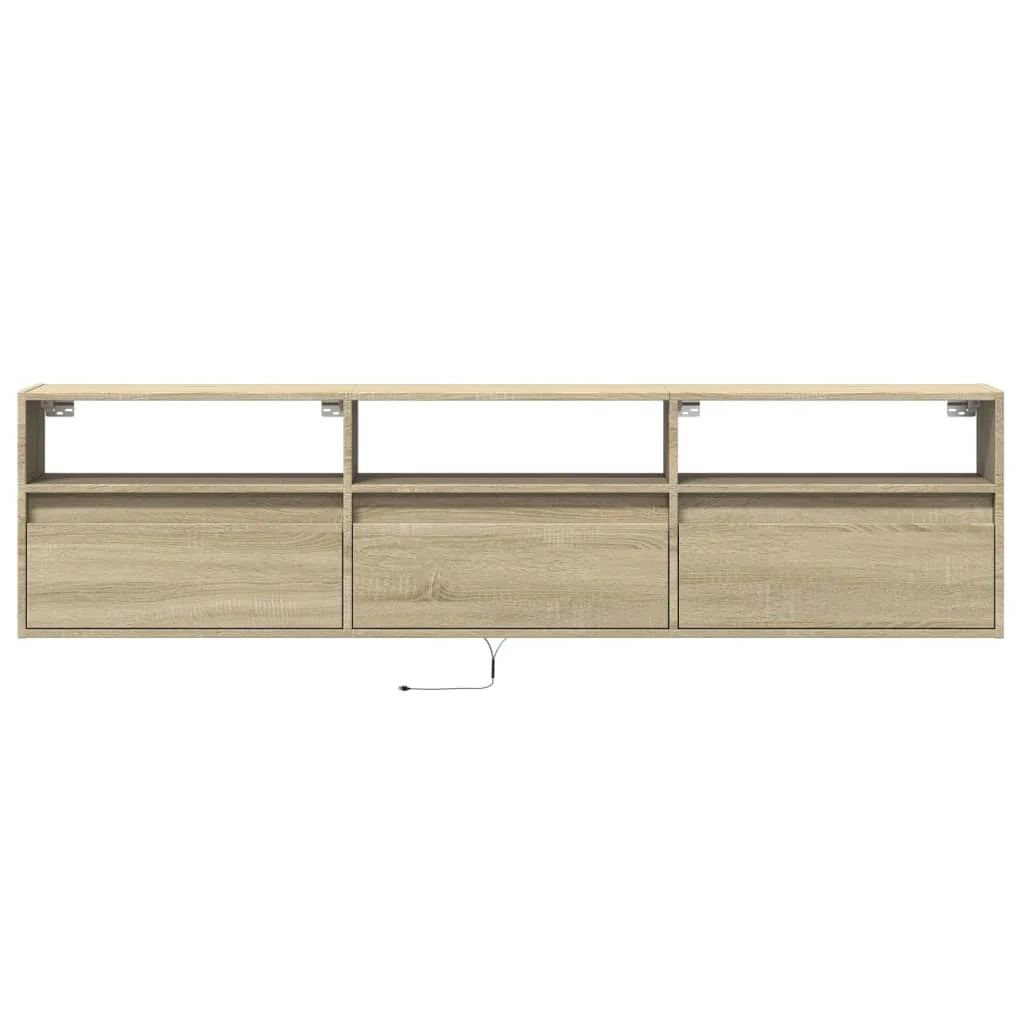 Mobile TV multimediale scaffale TV credenza mobile TV sala da pranzo soggiorno camera da letto a parete con illuminazione a LED rovere Sonoma 180 x 31 x 45 cm marrone 02_0027830