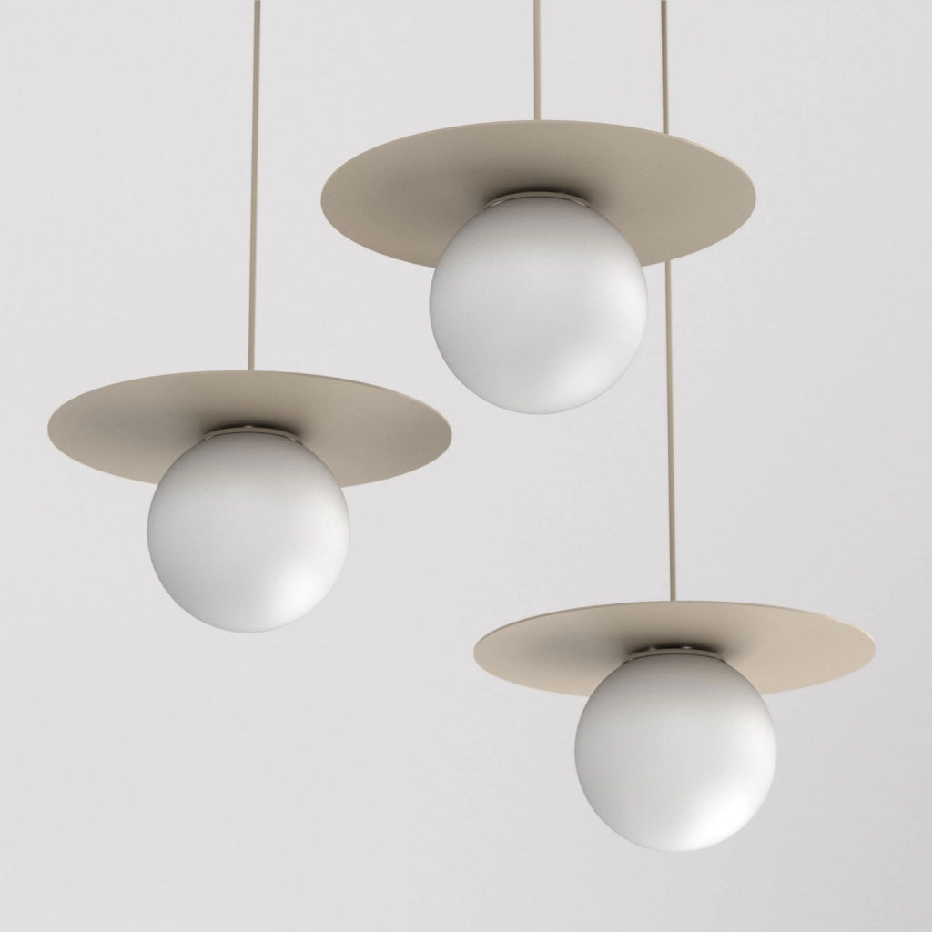 Lampada sospesa Flat 3xE27 beige sfere bianche Luminex