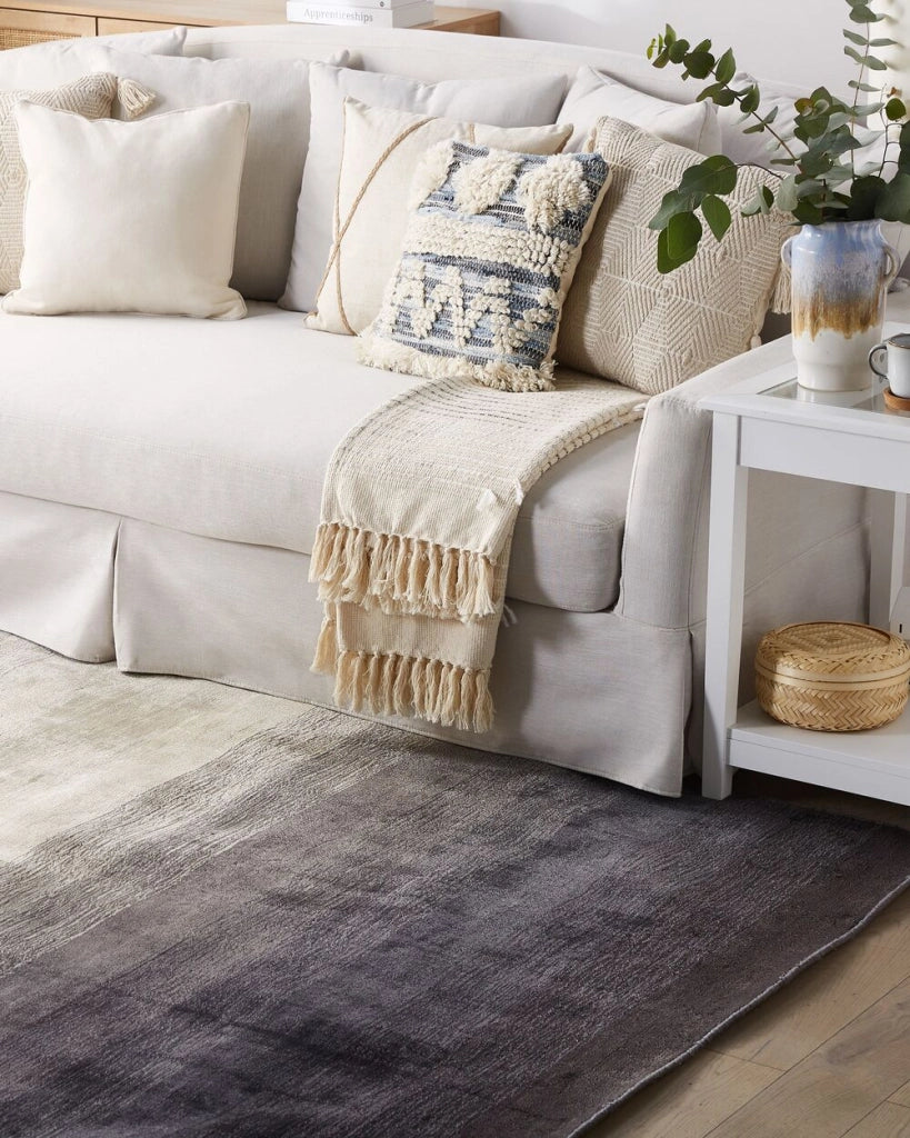 Tappeto Grigio con Nero 160 x 230 cm Effetto Ombre Viscosa Soggiorno Moderno