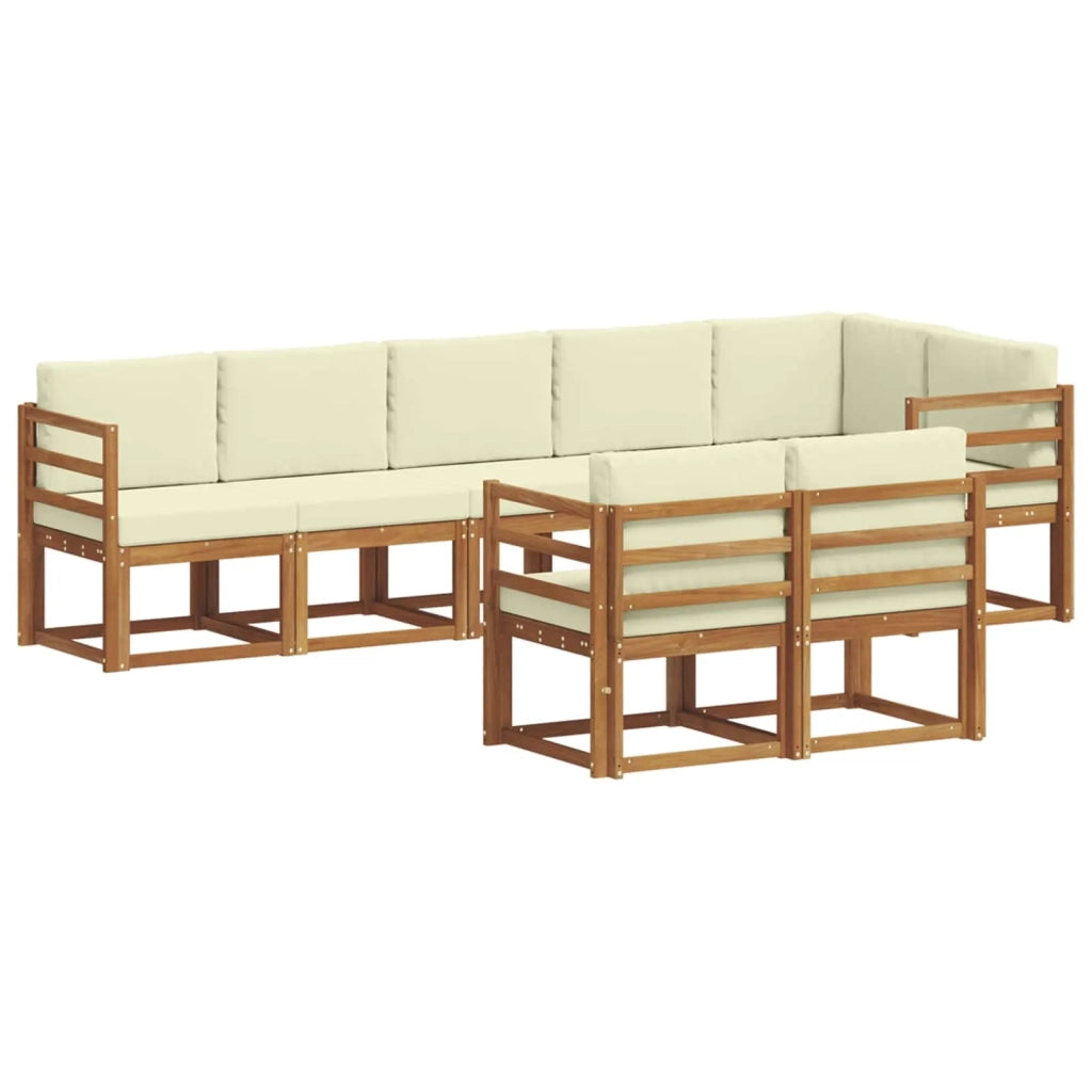 Set di divani da esterno con cuscino 8 pcs Naturale e Crema 3366553