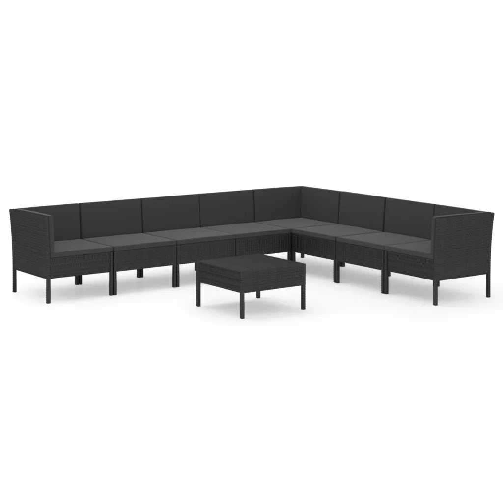 Set Divani da Giardino 9 pz con Cuscini in Polyrattan Nero cod mxl 38377