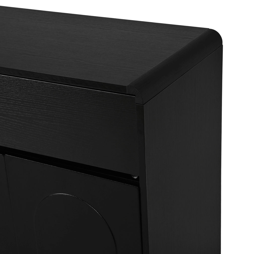 Madia nera 140x38x89 cm con 2 cassetti; 4 ante e ripiani regolabili HOMVRA