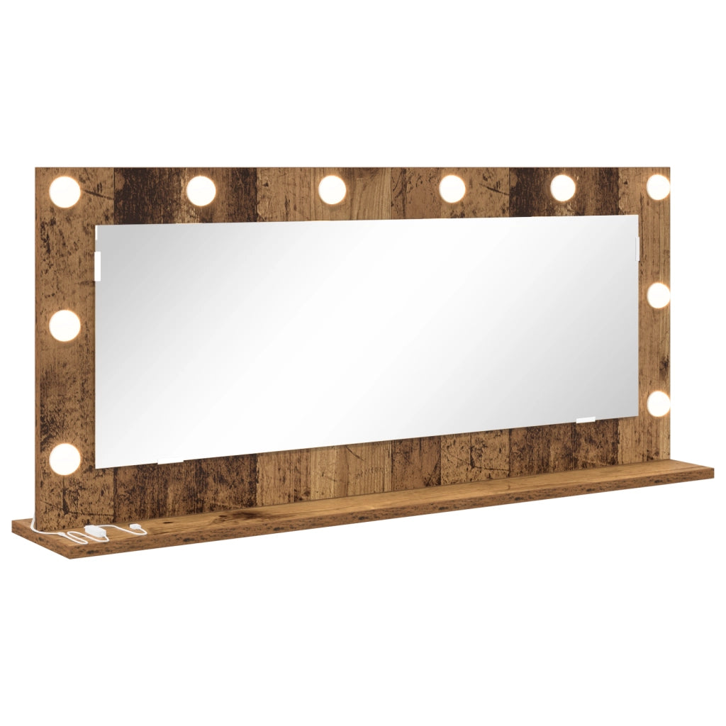 Specchio da toeletta con luci a LED in legno vecchio 100x45x18 cm