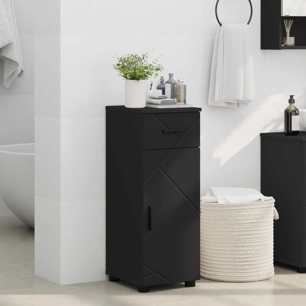 Mobile da Bagno con cassetto con porta Nero 30 x 35 x 80 cm 883325