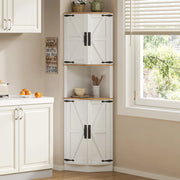 Mobile angolare 39.5x39.5x180 cm con 5 vani; stile vintage in MDF bianco