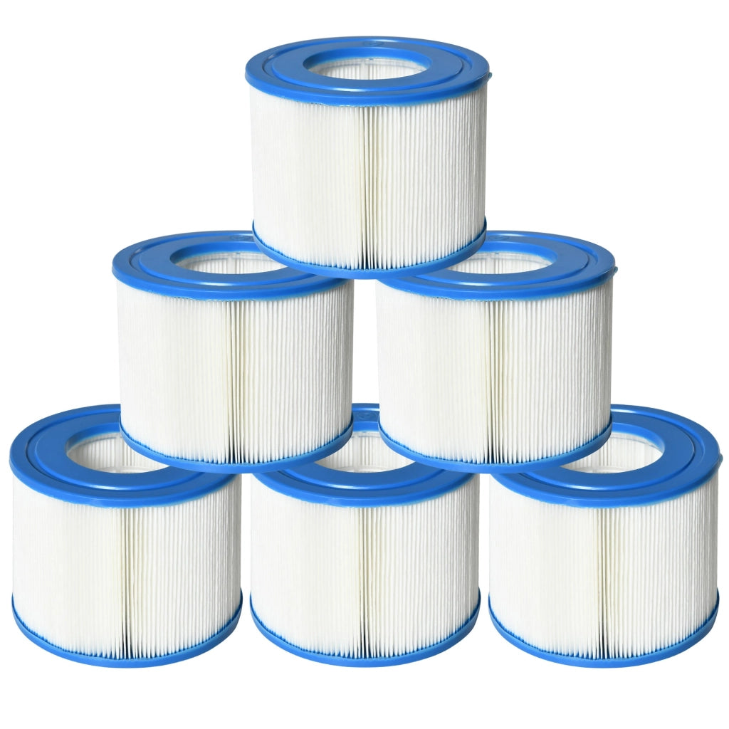 Set 6 Filtri per Piscine e Spa Gonfiabili  Ø10,5x8 cm in Tessuto non Tessuto Blu e Bianco