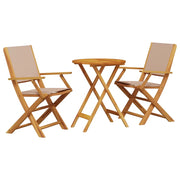 Set da Bistrot 3pz | Set Salotto da Giardino Tortora in Tessuto e Legno Massello