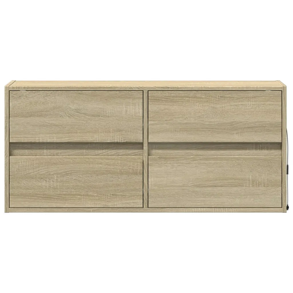 Mobile TV a Parete con Luci LED-Mobile TV a Muro Rovere Sonoma 100x31x45 cm 307755