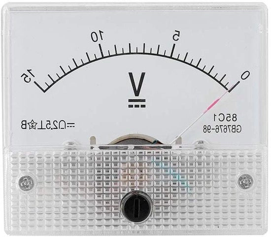 Ampèremetro e Voltmetro Analogo Professionale a Durata Estesa 25 Precisione Voltmetro Analogo Pannello Ampèremetro Voltmetro Corrente Continua 85 C1 (DC 0-15V)