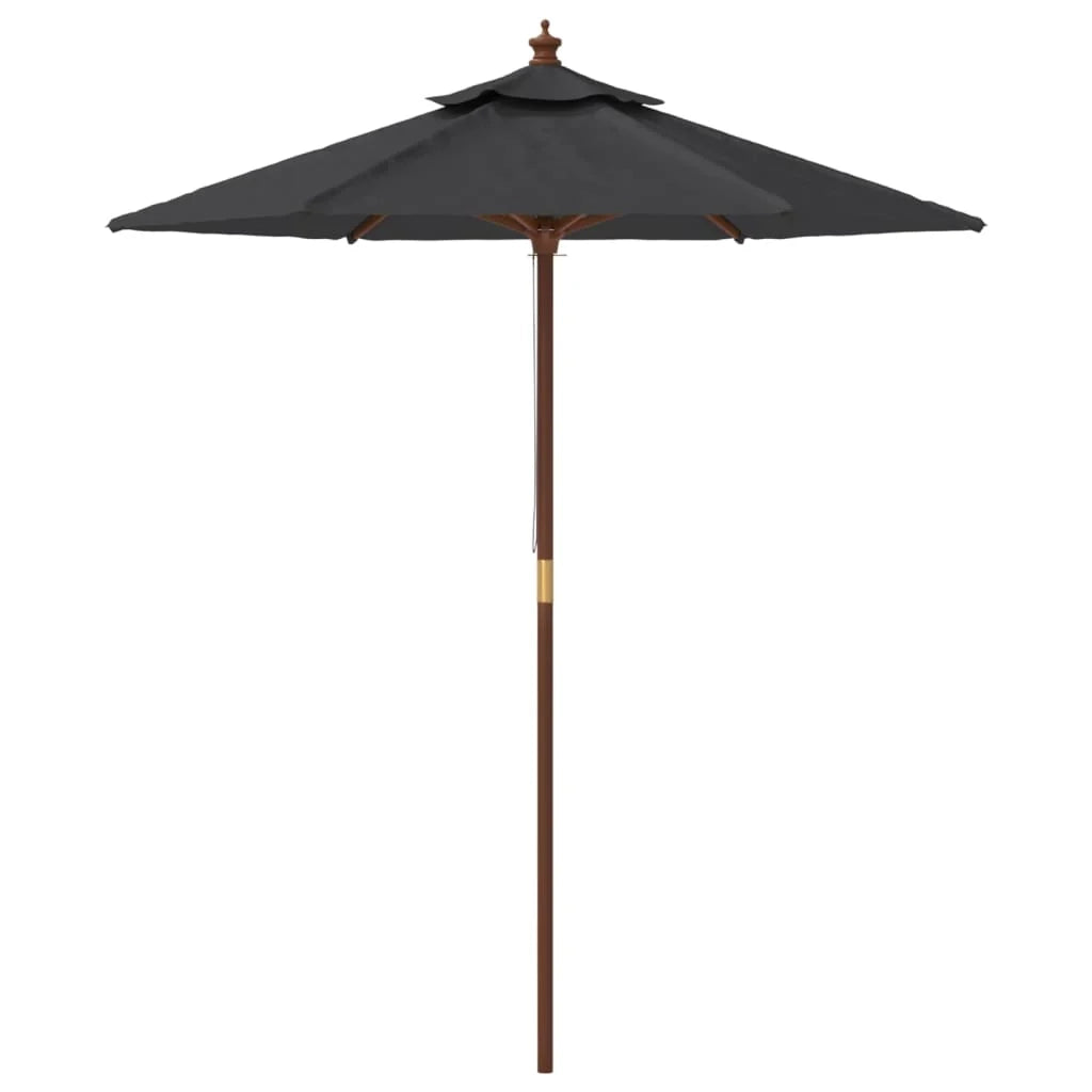 Ombrellone da giardino con palo in legno 196 x 231 cm nero 02_0008342