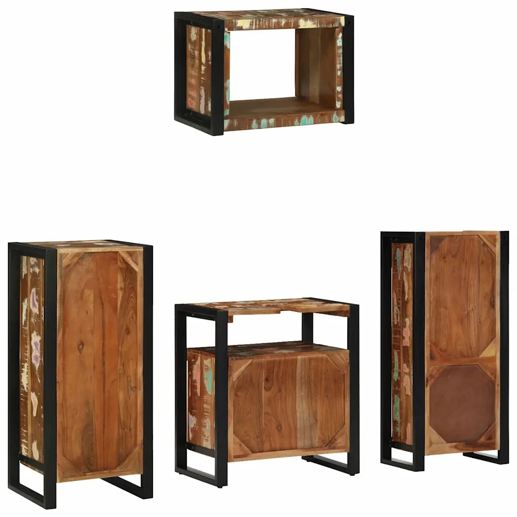 vidaXL Set di mobili per il bagno 4 pcs Legno massello riciclato