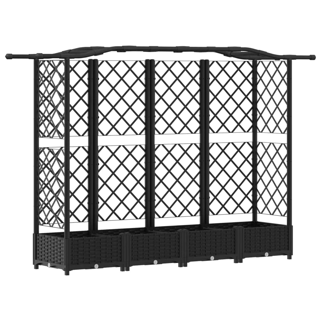 Letto Rialzato con Griglia e Tetto Nero 203,5 x 40 x 125 cm PP 42032535