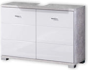 Cassetto Bagno con Finestra in Stile Cemento - Armadio Bagno Moderno con Molto Spazio di Archiviazione 80 x 57 x 30 cm